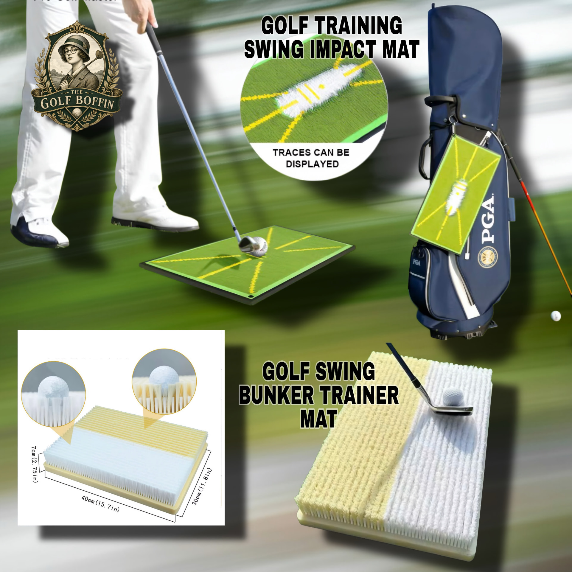 Golf swing impact training mat and bunker trainer mat