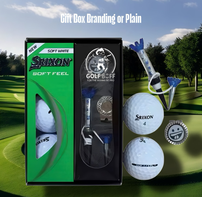 Srixon men's golf ball gift set with tees and marker in a branded box