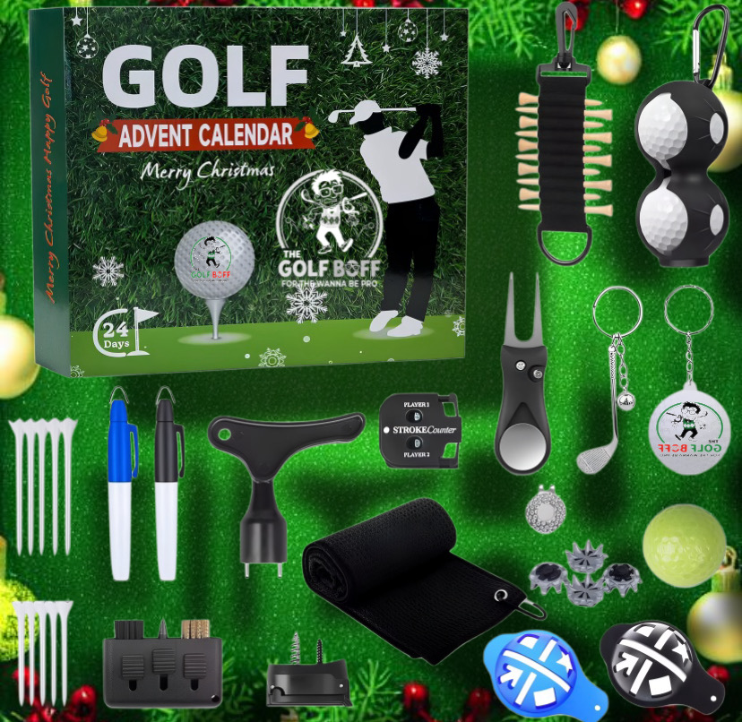Golf advent calendar with 24 days of branded golf accessories