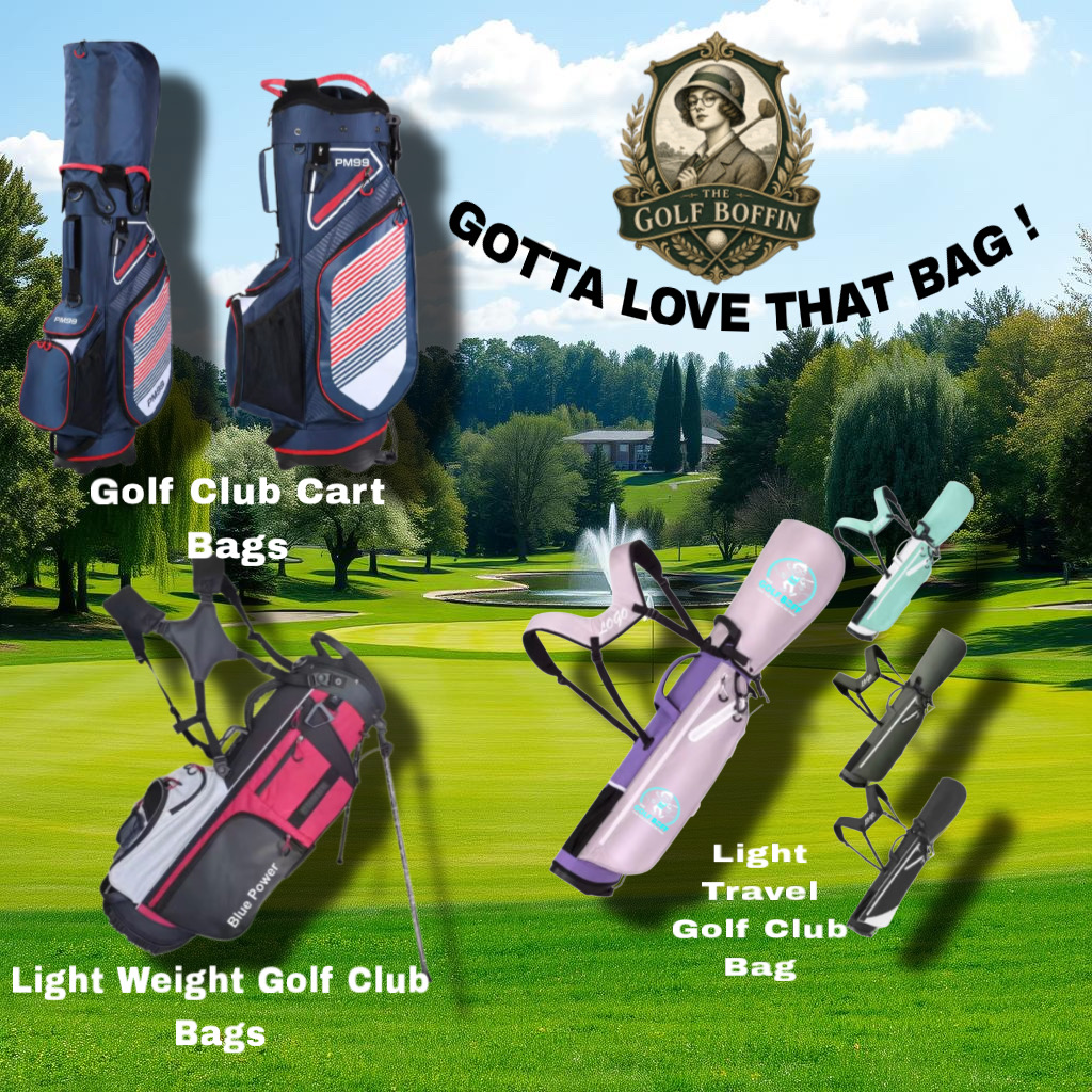 Golf club cart bags, lightweight stand bags and light travel golf club bags