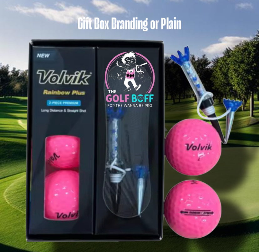 Volvik ladies' pink golf ball gift set with tees in a branded box