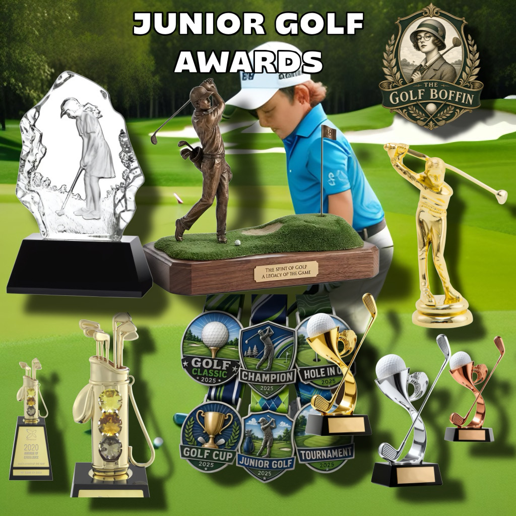 Junior golf trophies, medals and crystal awards
