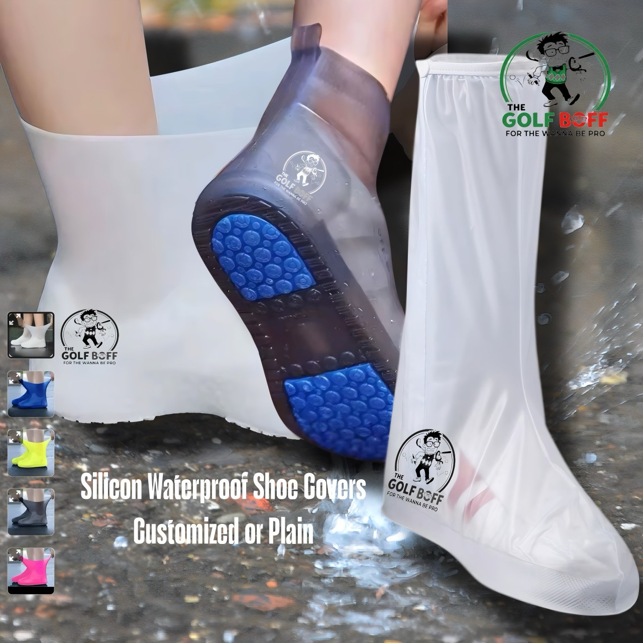 Silicone waterproof golf shoe covers, customised or plain